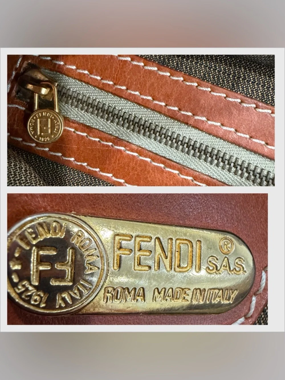 Vintage Fendi Selleria Canvas Leather Tote Bag w Matching Strap Italy - Picture 6 of 17